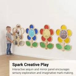 Mark Making Sequin & Mirror Daisy Frame - Yellow 30" x 22"