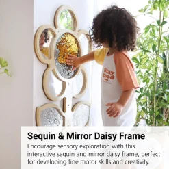 Mark Making Sequin & Mirror Daisy Frame - Red 30" x 22"