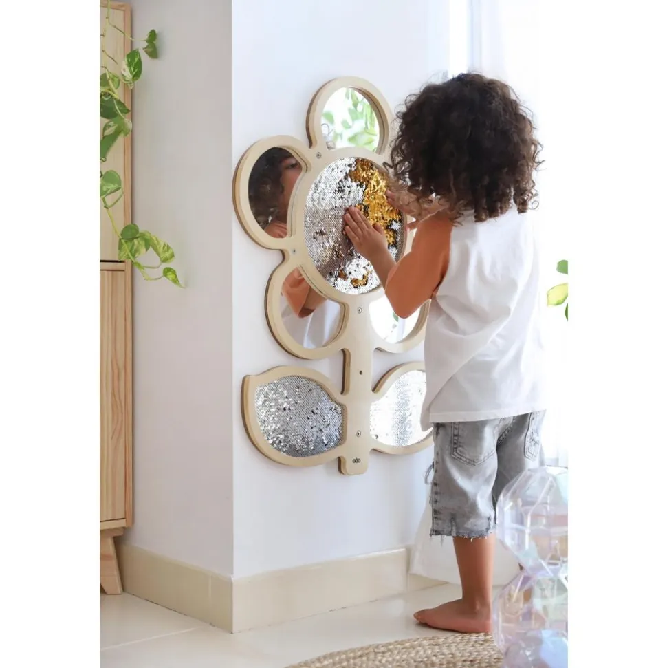 Mark Making Sequin & Mirror Daisy Frame - Gold & Silver 30" x 22"
