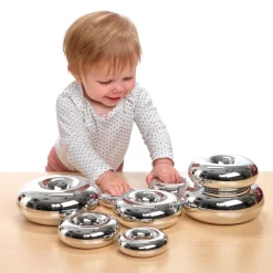Marvelous Metallic Mirrored Stacking Donuts - 16 Pack