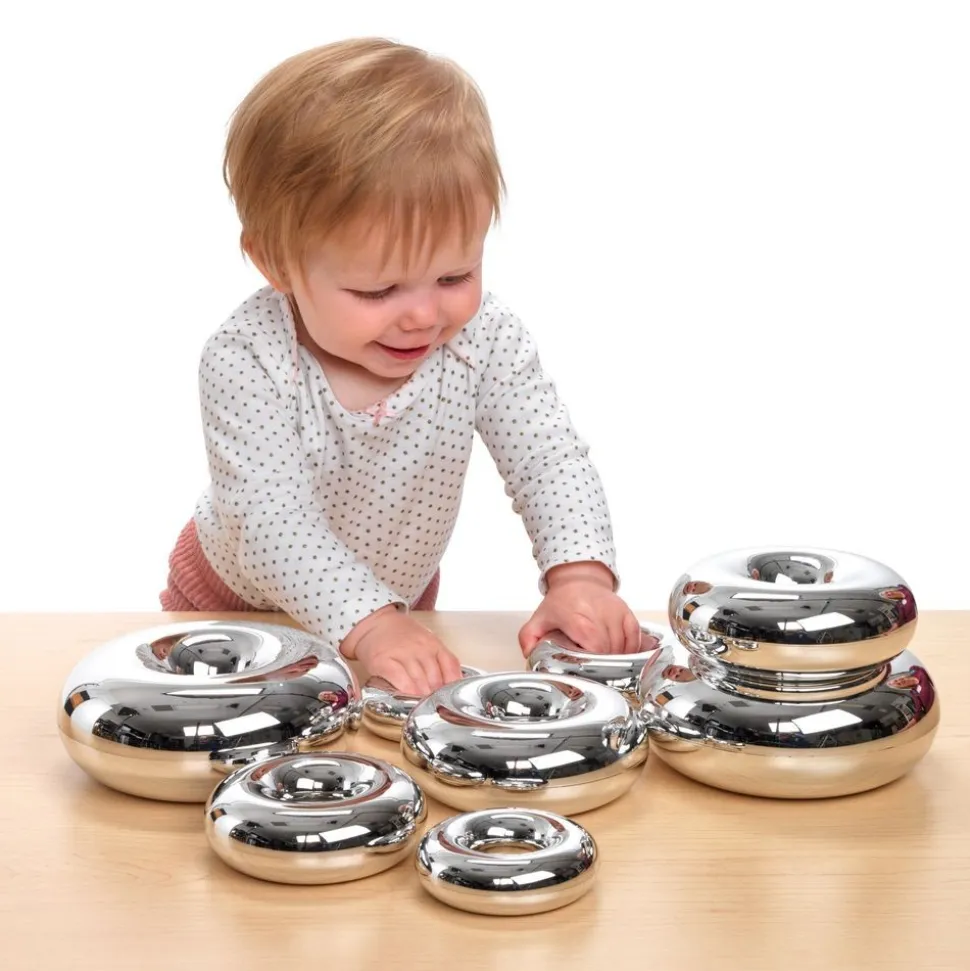 Marvelous Metallic Mirrored Stacking Donuts - 16 Pack