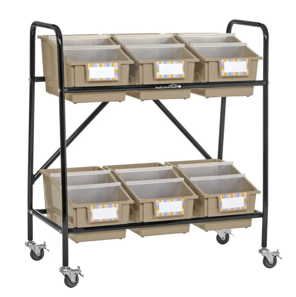 Mid-Size Mobile Storage Rack With Chapter Book Bins™ - 1 rack, 6 bins