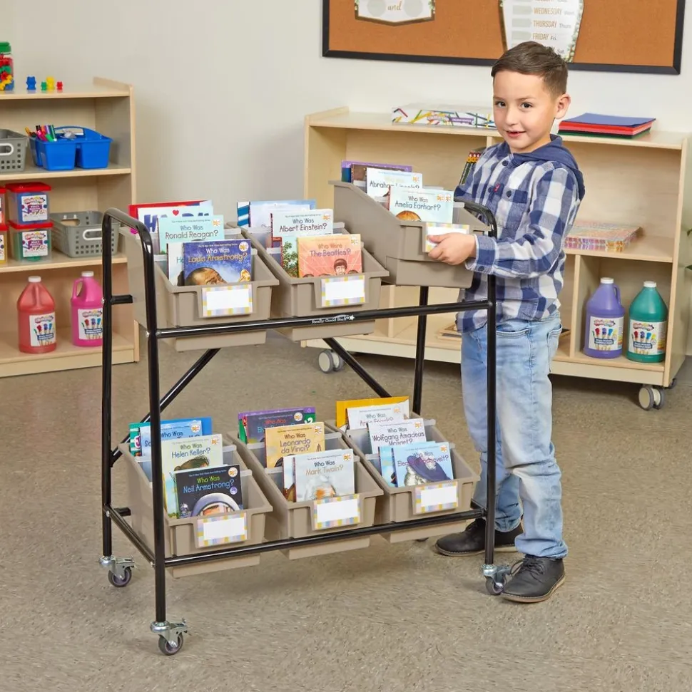 Mid-Size Mobile Storage Rack With Chapter Book Bins™ - 1 rack, 6 bins
