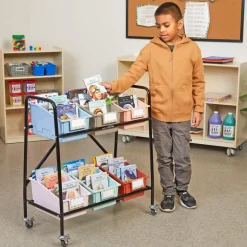 Mid-Size Mobile Storage Rack With Boho Chapter Book Bins™ - 1 rack, 6 bins