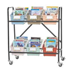 Mid-Size Mobile Storage Rack With Boho Chapter Book Bins™ - 1 rack, 6 bins