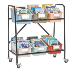 Mid-Size Mobile Storage Rack With Boho Chapter Book Bins™ - 1 rack, 6 bins
