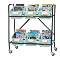 Mid-Size Mobile Storage Rack With Chapter Book Bins™ - 1 rack, 6 bins