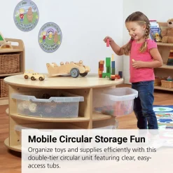 Millhouse™ Double Tier Mobile Circular Storage Unit with Clear Tubs