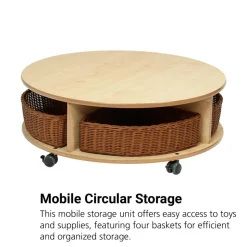 Millhouse™ Single Tier Mobile Circular Storage Unit with 4 Baskets
