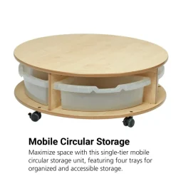 Millhouse™ Single Tier Mobile Circular Storage Unit with 4 Trays
