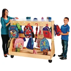Mobile Backpack Cart - with Clear Cubbie-Trays