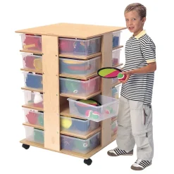 Mobile Tower - 24 Cubbies, With Assorted Color Trays