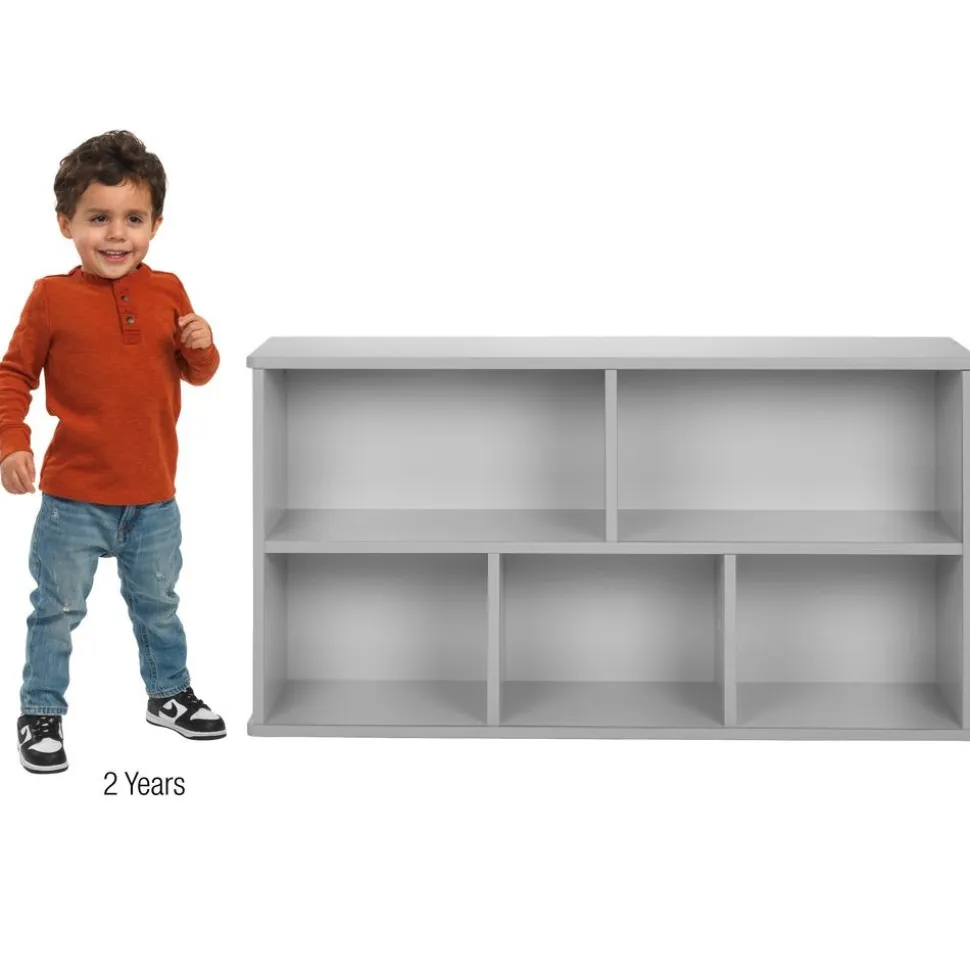Modern Mist Laminate 5-Compartment Storage Cabinet 24" Height - Light Gray