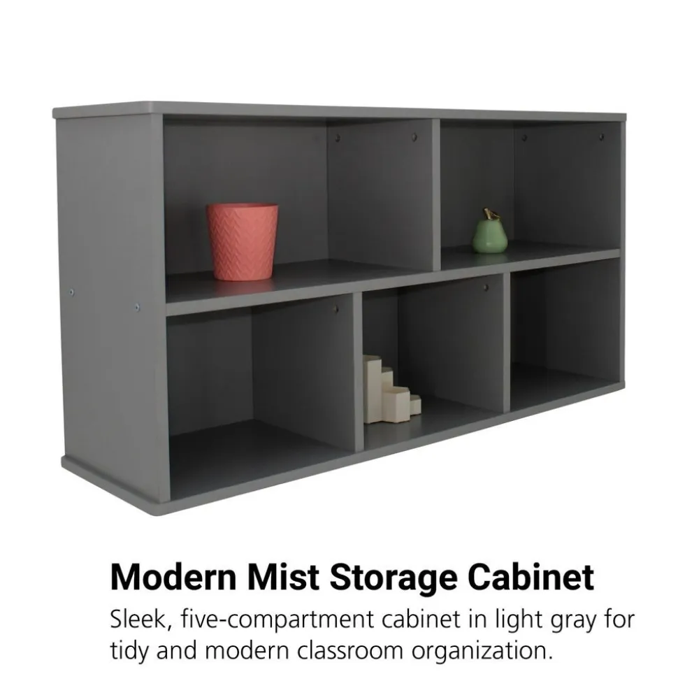 Modern Mist Laminate 5-Compartment Storage Cabinet 24" Height - Light Gray