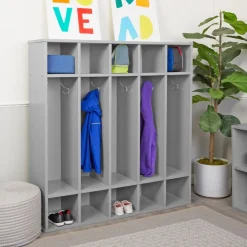 Modern Mist Laminate 5-Section Coat Locker - Light Gray
