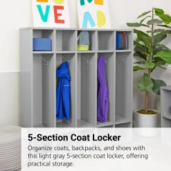Modern Mist Laminate 5-Section Coat Locker - Light Gray