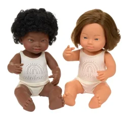 Multicultural Girl Down Syndrome 15" Dolls 4 Piece Kit