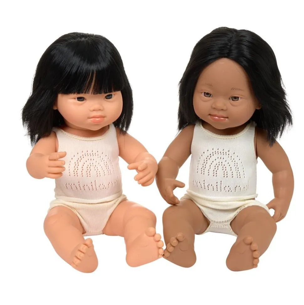Multicultural Girl Down Syndrome 15" Dolls 4 Piece Kit