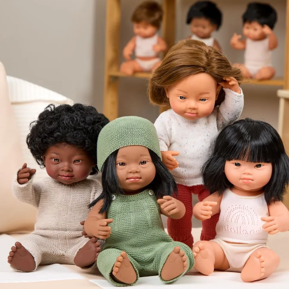 Multicultural Girl Down Syndrome 15" Dolls 4 Piece Kit