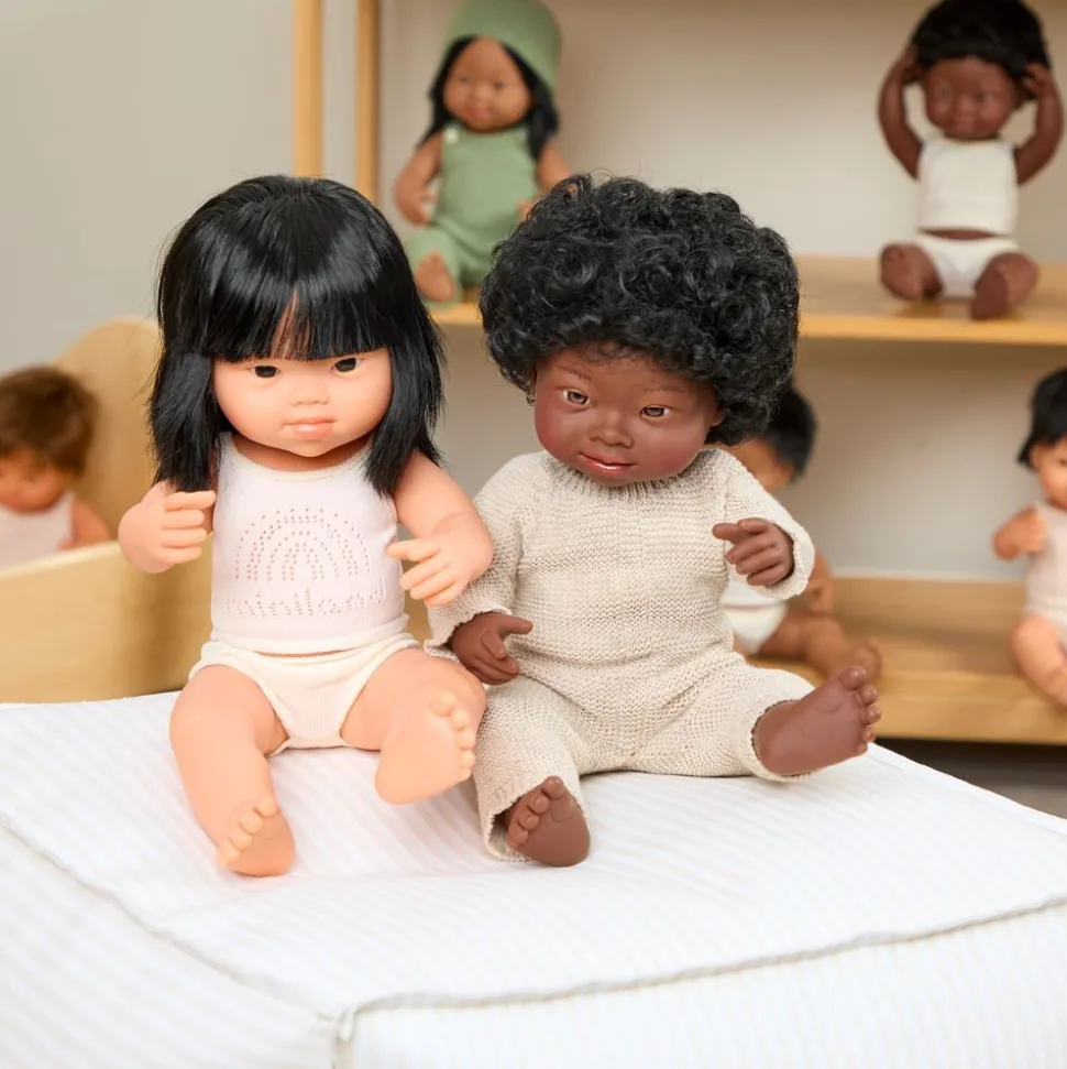 Multicultural Girl Down Syndrome 15" Dolls 4 Piece Kit