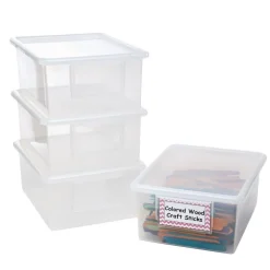 MyPerfectClassroom® Set of 4 Easy-Label Teaching Totes with Lids - Clear