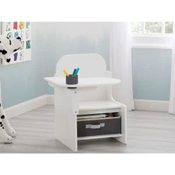 My Size Chair Desk and Storage Bin - White