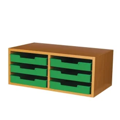 Oak 6-Slot Mail Center With Trays Single Color - 1 mail center, 6 trays, 6 labels