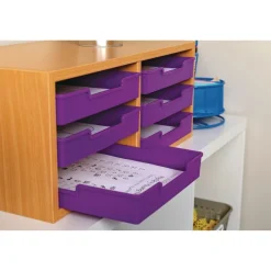Oak 6-Slot Mail Center With Trays Single Color - 1 mail center, 6 trays, 6 labels
