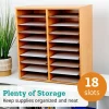 Oak 18-Slot Mail Center With Trays - 6 Colors