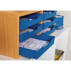 Oak 6-Slot Mail Center With Trays Single Color - 1 mail center, 6 trays, 6 labels