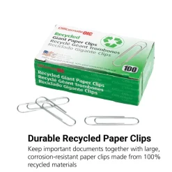 Officemate® Recycled Giant Paper Clips - Box of 100