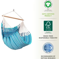 100% Organic Cotton Comfort Hammock Chair - Habana Azure