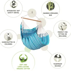 100% Organic Cotton Comfort Hammock Chair - Habana Azure