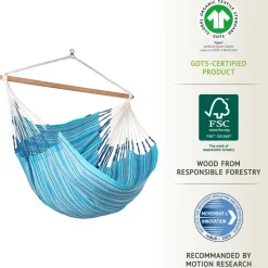 100% Organic Cotton Kingsize Hammock Chair - Habana Azure