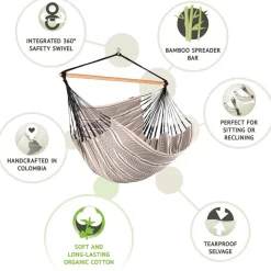 100% Organic Cotton Kingsize Hammock Chair - Habana Zebra