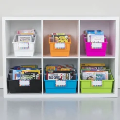 4-Pack Single-Color Picture Book Classroom Library Bins™ With Dividers