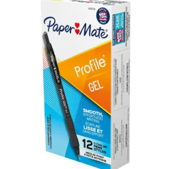 Paper Mate® Gel Pen, Profile Retractable Pen, 0.7mm, Black, 12 Count