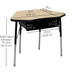 Petal Desk & 16" Stack Chair Set - Gray/Black (2-Pack/4-Piece)