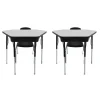 Petal Desk & 12" Stack Chair Set - Gray/Black (2-Pack/4-Piece)