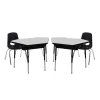 Petal Desk & 14" Stack Chair Set - Grey/Black (2-Pack/4-Piece)