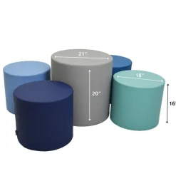5 Piece Ottoman Set - Tranquility - Gray