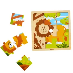 9-Piece Wooden Puzzle - Set of 12 with Storage Shelf