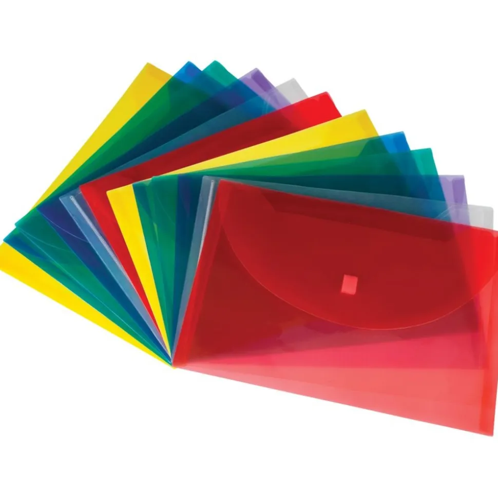 Plastic Envelopes With Hook-And-Loop Closures - 12 plastic envelopes