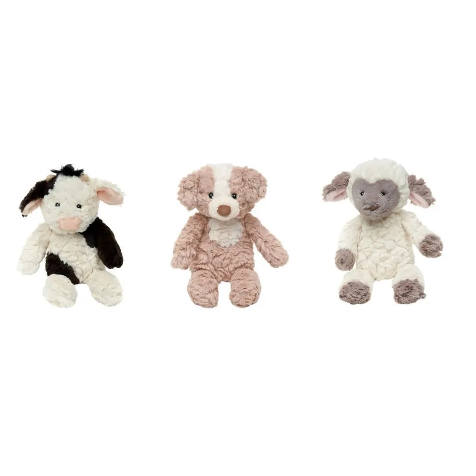 Plush Stuffed Barnyard Animals, Set of 3 - Cow, Lamb and Dog