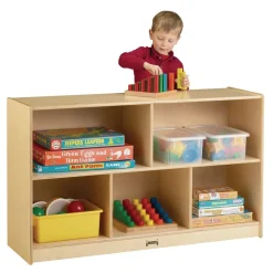 Preschool Mobile Divided Shelf Storage - Plywood Back, 29-1/2