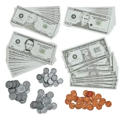 Pretend & Play money and coins - 150 Pcs.