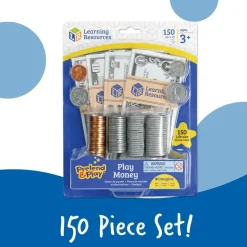 Pretend & Play money and coins - 150 Pcs.