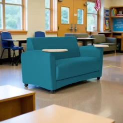 Pro Series Upholstered Common Area Sofa with Tablet Arm - Teal