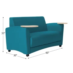 Pro Series Upholstered Common Area Sofa with Tablet Arm - Teal