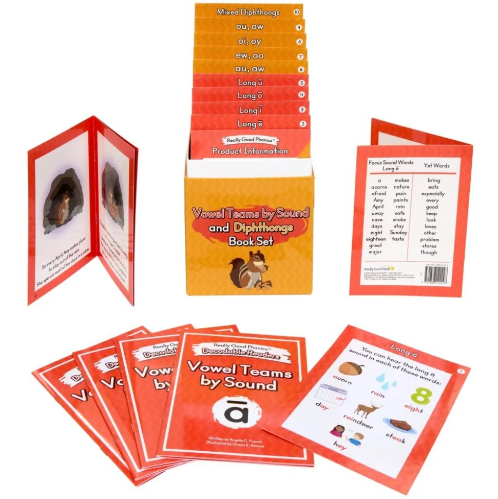 Really Good Phonics™ CVCE & R-Controlled Vowels Kit, Team Vowels Diphthongs Kit - Decodable Readers, Flip Chart & Word Segmenting and Blending Kit